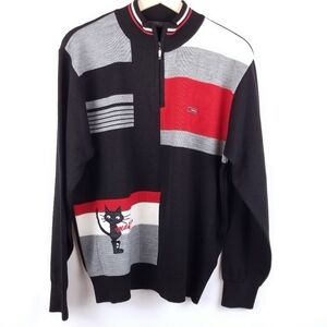 Mil Ford Large‎ Knit Quarter zip sweater Cat Black